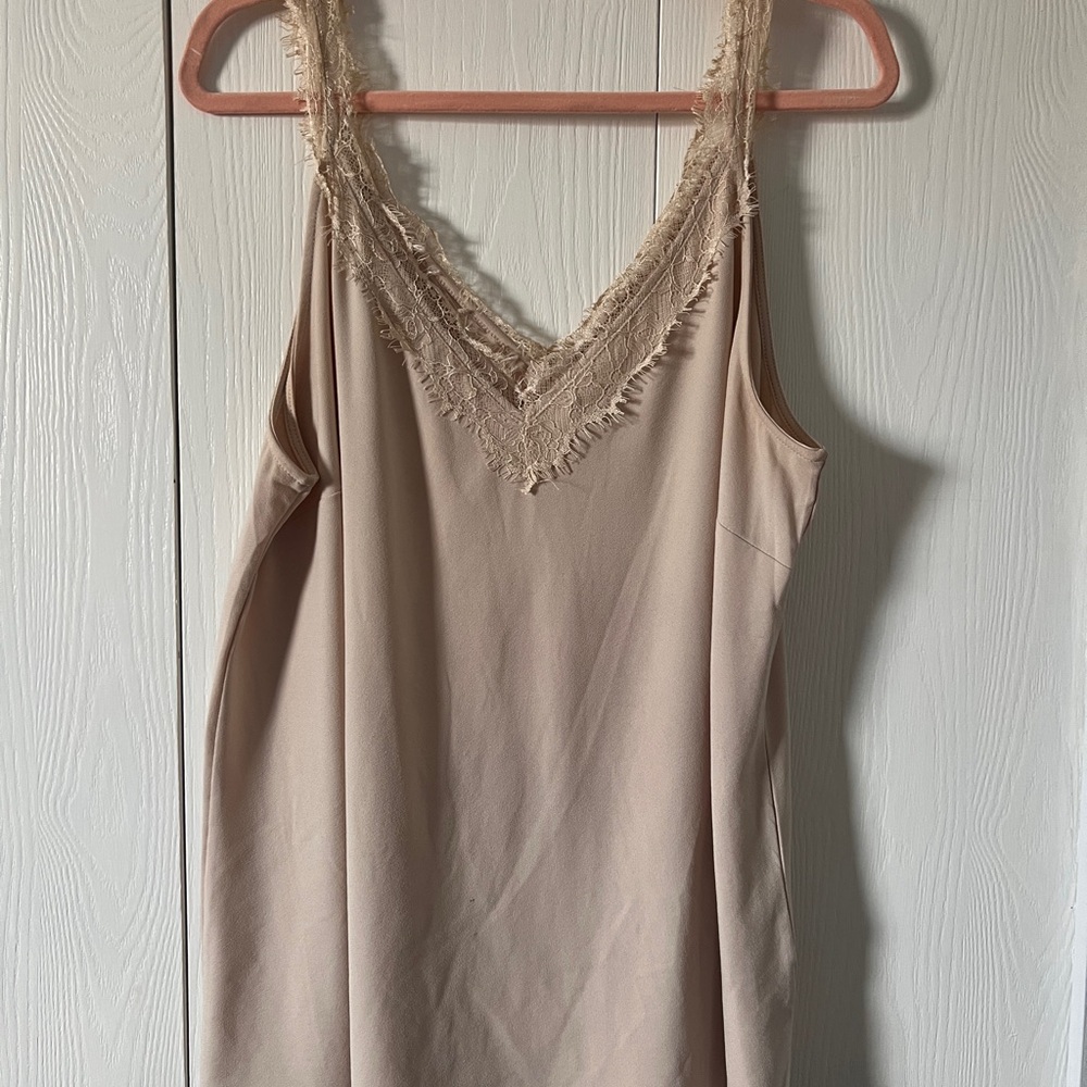 Grace & Lace Beige Camisole with Lace Trim